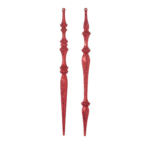 Red Finial Ornament - Set of 2