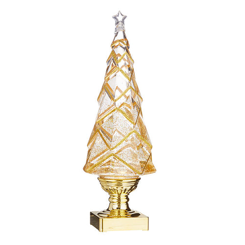 Geometric Lighted Tree With Gold Swirling Glitter