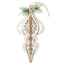 Load image into Gallery viewer, Wood Cut Finial Hanging Ornament