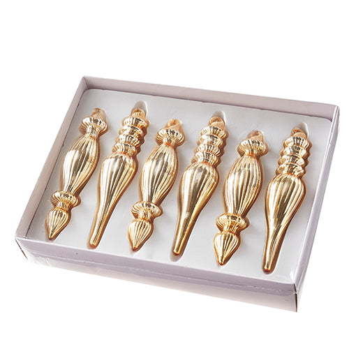 Box Of 6 Gold Finial Ornaments