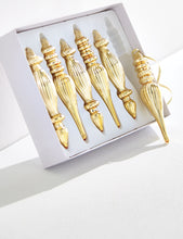 Load image into Gallery viewer, Box Of 6 Gold Finial Ornaments