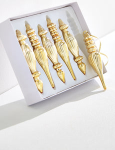 Box Of 6 Gold Finial Ornaments