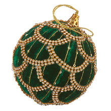 Load image into Gallery viewer, Jeweled Green Velvet Ball Hanging Bauble