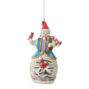 Snowman with Cardinal Hanging Ornament