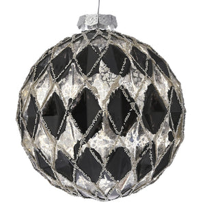 Gold & Black Glass Harlequin Bauble Set of 4