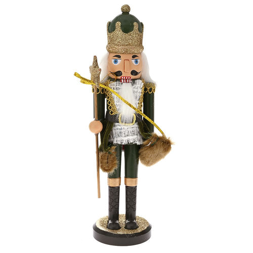 Green Nutcracker Holding Sceptor 28cm