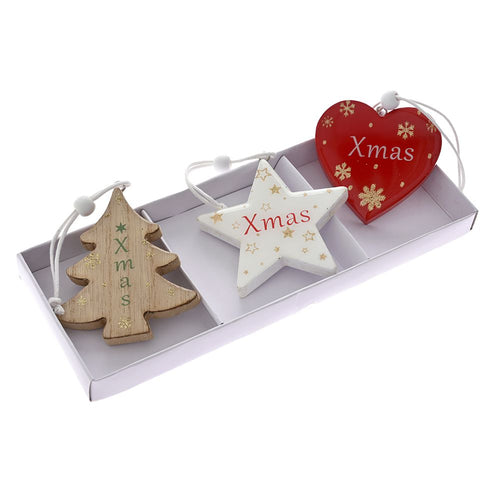 Wooden Hanging Ornaments Set Of 3